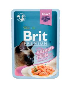 Brit Premium Gravy Salmon fillets for sterilized cats salmon fillet pieces in sauce, spider 85g - cheap price - buy-pharm.com