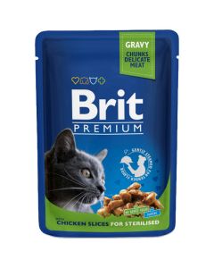 Brit Premium for sterilized cats chicken (pieces in sauce) 100g - cheap price - buy-pharm.com