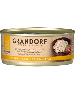 Grandorf Chicken with Duck in Broth canned food for cats Chicken breast with duck fillet 70g - cheap price - buy-pharm.com