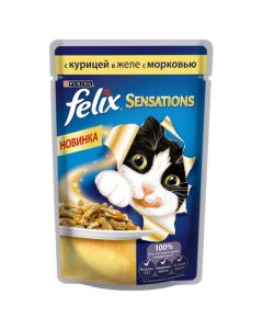 Felix (Felix) Sensations Chunks in jelly with chicken and carrots for spider cats 85g - cheap price - buy-pharm.com