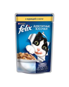 Felix (Felix) spider for cats delicious chunks in jelly with Chicken 85g - cheap price - buy-pharm.com