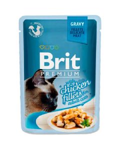 Brit (Brit Premium Gravy Chisken) for cats chicken fillet pieces in sauce 85g - cheap price - buy-pharm.com