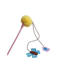 Toy (Cat Toys) Pink teaser with butterfly and flower 51cm - cheap price - buy-pharm.com
