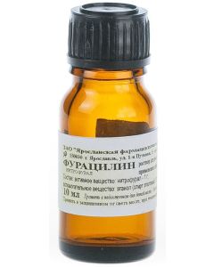Buy Furacilin Yaroslavskaya FF Solution for local use, alcohol, bottle, 0.067%, 1: 1500, 10 ml | Online Pharmacy | https://buy-pharm.com