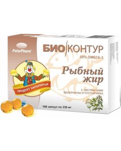 Buy BioContour fish oil with valerian and motherwort extracts, 100 capsules | Online Pharmacy | https://buy-pharm.com