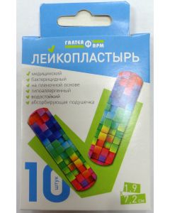 Buy Adhesive plaster GALTEYAFARM (BELARUS) bactericidal film-based hypoallergenic waterproof size 1.9cm * 7.2cm, 10 pieces, (graphic drawing), 10 pieces ... | Online Pharmacy | https://buy-pharm.com
