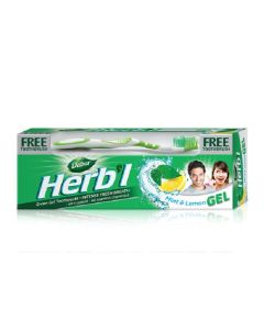 Buy Dabur Herbl Mint & Lemon Gel Toothpaste, 150 g with a brush | Online Pharmacy | https://buy-pharm.com