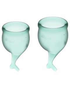 Buy Satisfyer Feel Secure menstrual cups, 2 pcs, color green, storage bag included | Online Pharmacy | https://buy-pharm.com