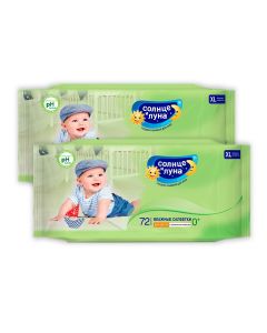 Buy Sun and Moon Baby wet wipes, Aloe Vera, 72 x 2 packs | Online Pharmacy | https://buy-pharm.com