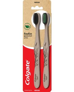 Buy Colgate Toothbrush Bamboo, with charcoal, soft, CN08011A, black, 2 pcs | Online Pharmacy | https://buy-pharm.com