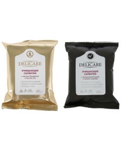 Buy Wet cleansing wipes for the face Delicare with macadamia oil and shea butter and with micellar water and silver ions, a set of 2 packs of 20 pieces each | Online Pharmacy | https://buy-pharm.com