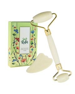 Buy Roller massager + scraper for massage Gua sha made of white jade | Online Pharmacy | https://buy-pharm.com
