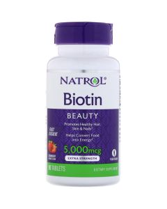 Buy Biotin for hair and Beards, Natrol Strawberry Flavor, 5,000 mcg, 90 Tab | Online Pharmacy | https://buy-pharm.com