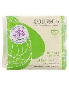 Buy Cottons, Regular, Ultra Thin Wing Pads, 100% Pure Cotton Cover, 14 per pack | Online Pharmacy | https://buy-pharm.com