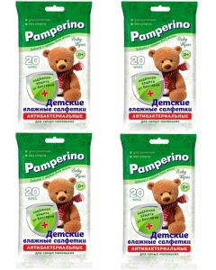 Buy Pamperino antibacterial baby wipes, set of 4 packs of 20 each  | Online Pharmacy | https://buy-pharm.com