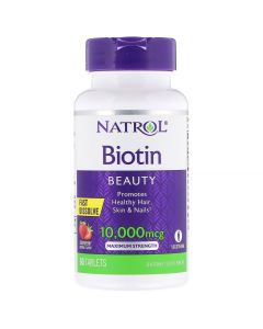 Buy Biotin for hair, skin and nails, strawberry flavor, Natrol, 10000 mcg, 60 tabs  | Online Pharmacy | https://buy-pharm.com