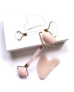 Buy Guasha -Stone Massage set Rollerball and Guasha Plate from Rose Quartz | Online Pharmacy | https://buy-pharm.com