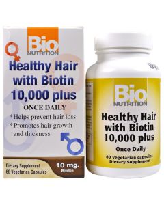 Buy Bio Nutrition, Biotin Hair Health Supplement 10,000, 60 Vegetarian Capsules  | Online Pharmacy | https://buy-pharm.com
