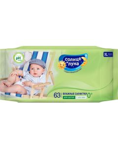 Buy Sun and Moon Wet wipes for children with aloe extract 63 pcs | Online Pharmacy | https://buy-pharm.com