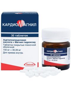 Buy Cardiomagnet tab. p / o captivity. 150mg + 30.39 mg # 30 | Online Pharmacy | https://buy-pharm.com