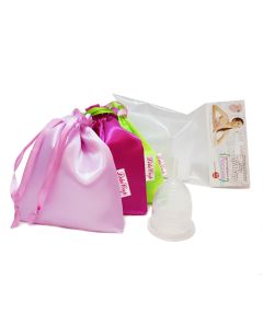 Buy Menstrual cup 'Practitioner' in a satin bag, transparent M LilaCup 22 ml | Online Pharmacy | https://buy-pharm.com