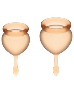Buy Satisfyer Feel Good menstrual cups, 2 pieces, orange, storage bag included | Online Pharmacy | https://buy-pharm.com