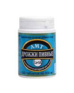 Buy Brewer's yeast AMT with calcium and succinic acid Amateg, 100 capsules of 500 mg | Online Pharmacy | https://buy-pharm.com