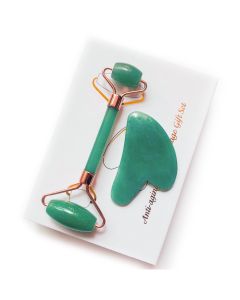 Buy Set: Roller massager + Guasha massager KamenOpt Green Aventurine | Online Pharmacy | https://buy-pharm.com