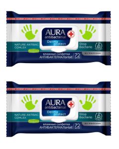 Buy Aura antibacterial wet wipes, set of 2 packs of 72 pcs. | Online Pharmacy | https://buy-pharm.com