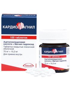 Buy Cardiomagnet tab. p / o film. 75mg + 15.2mg # 100  | Online Pharmacy | https://buy-pharm.com