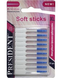 Buy Interdental toothpicks PresiDENT Soft Sticks. Size XL, 20 pcs | Online Pharmacy | https://buy-pharm.com