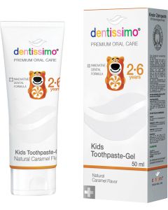 Buy Dentissimo Kids Toothpaste, Children 2 to 6 years, with caramel flavor, 50 ml | Online Pharmacy | https://buy-pharm.com