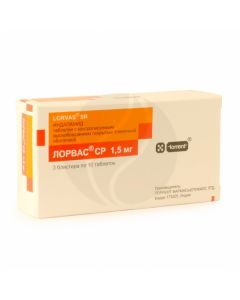 Lorvas SR (Indapamide) controlled release tablets 1.5 mg, No. 30 | Buy Online