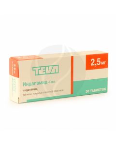 Indapamide tablets p / o 2.5mg, No. 30 Teva | Buy Online