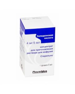 Zoledronic acid concentrate d / prig.r-ra d / ifusion 4mg, 5ml No. 1 | Buy Online