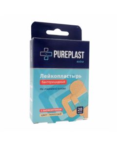 Pureplast Extra bactericidal plaster on a fabric base, flesh-colored, No. 20 | Buy Online