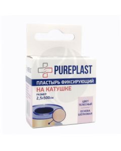 Pureplast flesh-colored silk-based plaster, 2.5x500cm | Buy Online