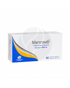 Metglib tablets 400 + 2.5mg, No. 40 | Buy Online
