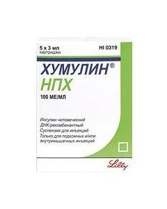 Buy cheap Insulin-yzofan chelovecheskyy genetically Inzhenernyi | Humulin NPH cartridges 100 IU / ml, 3 ml, 5 pcs. online www.buy-pharm.com