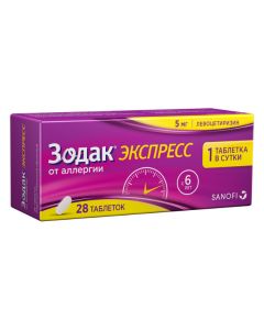 Buy cheap Levocetirizine | Zodak express tablets coated.pl.ob. 5 mg 28 pcs. 28 pcs. online www.buy-pharm.com