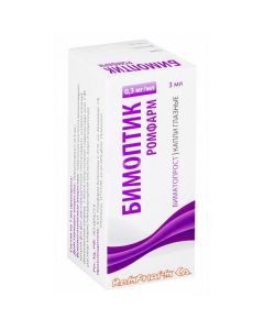 Buy cheap bimatoprost | Bimoptik Romfarm eye drops 0.3 mg / ml bottle of 3 ml online www.buy-pharm.com