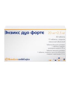 Buy cheap indapamide, enalapril | Enzix duo forte tablets set 2.5 mg + 20 mg 45 pcs. online www.buy-pharm.com