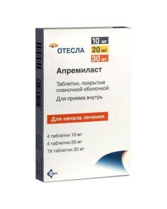 Buy cheap Apremylast | Concrete tablets are covered. 10 mg 4 pcs. + 20 mg 4 pcs. + (30 mg 5 pcs. + 30 mg 14 pcs.) 27 pcs. online www.buy-pharm.com