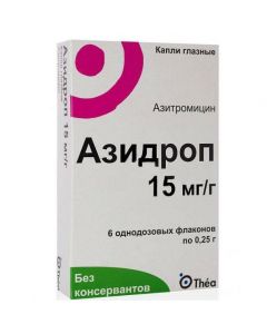 Buy cheap Azithromycin | Azidrop eye drops 15 mg / g 0.25 g vials 6 pcs. online www.buy-pharm.com