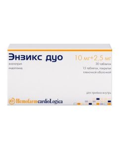 Buy cheap indapamide, enalapril | Enzix duo tablets set 2.5 mg + 10 mg 45 pcs. online www.buy-pharm.com
