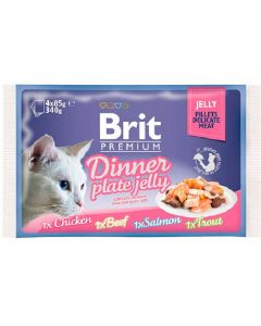 Brit Premium Dinner Jelly kit for cats Pieces in jelly 4 spiders 85g each - cheap price - buy-pharm.com