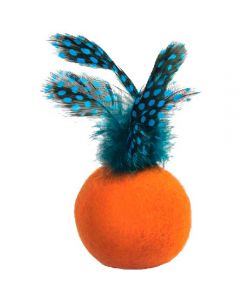Toy NATURAL for cats made of felt Ball with feathers 40mm - cheap price - buy-pharm.com