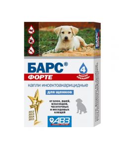 Bars Forte insectoacaricidal drops for puppies 4 pipettes, 1 ml each - cheap price - buy-pharm.com