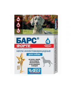 Bars Forte insectoacaricidal drops for dogs 4 pipettes, 1.8 ml each - cheap price - buy-pharm.com