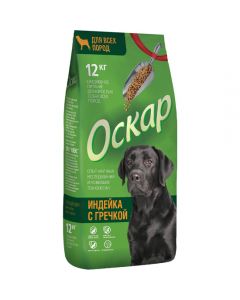 Oscar dry food for adult dogs of all breeds turkey with buckwheat 12kg - cheap price - buy-pharm.com